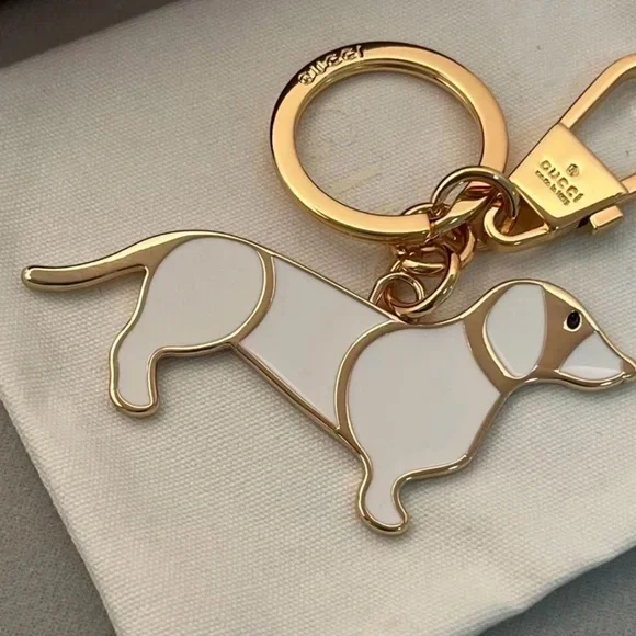 Gucci White and Gold Dog Bag Charm NO BOX - Picture 4 of 6